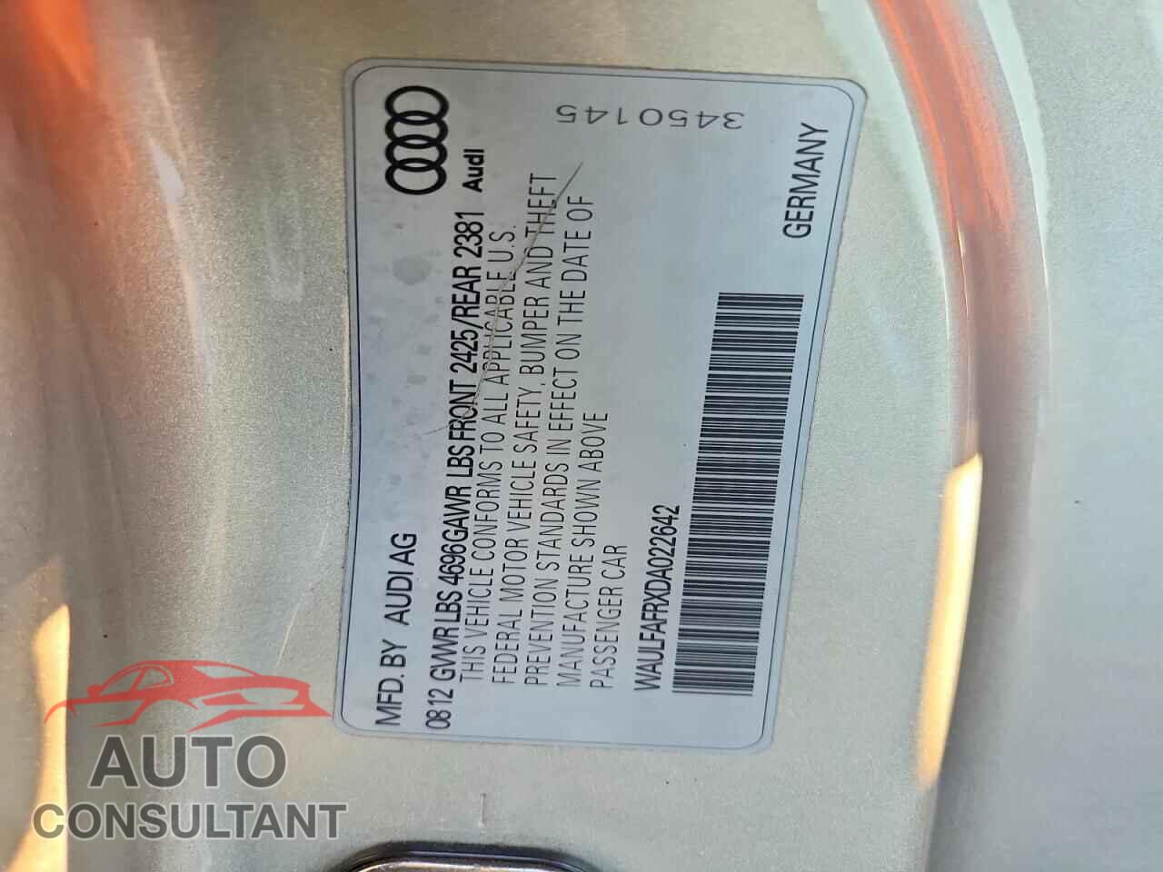AUDI A5 2013 - WAULFAFRXDA022642