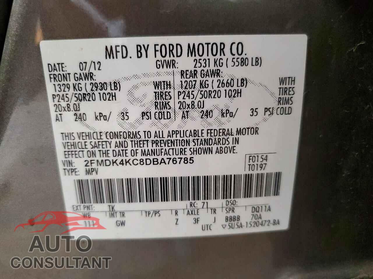 FORD EDGE 2013 - 2FMDK4KC8DBA76785