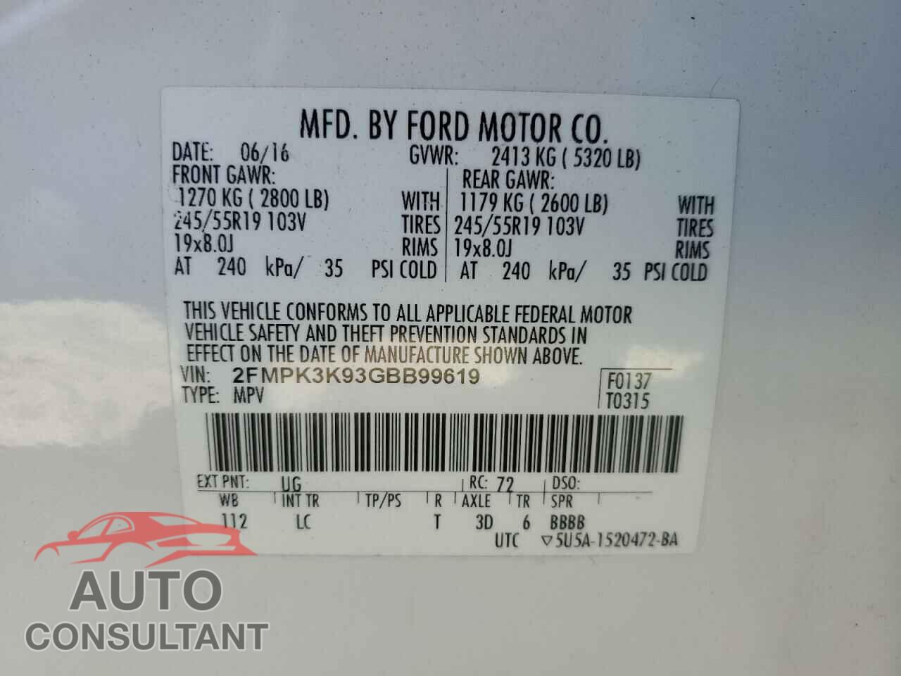 FORD EDGE 2016 - 2FMPK3K93GBB99619