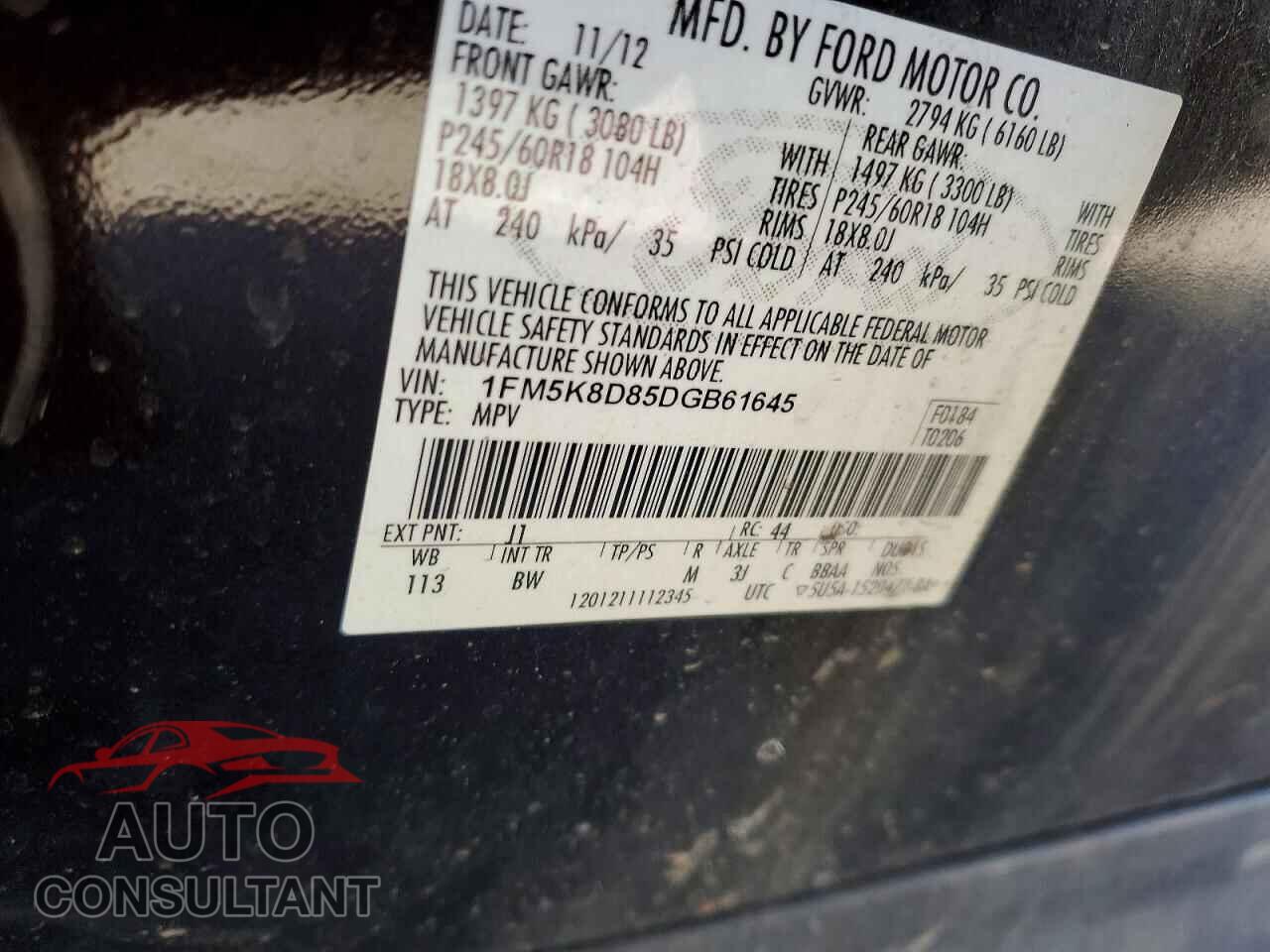 FORD EXPLORER 2013 - 1FM5K8D85DGB61645