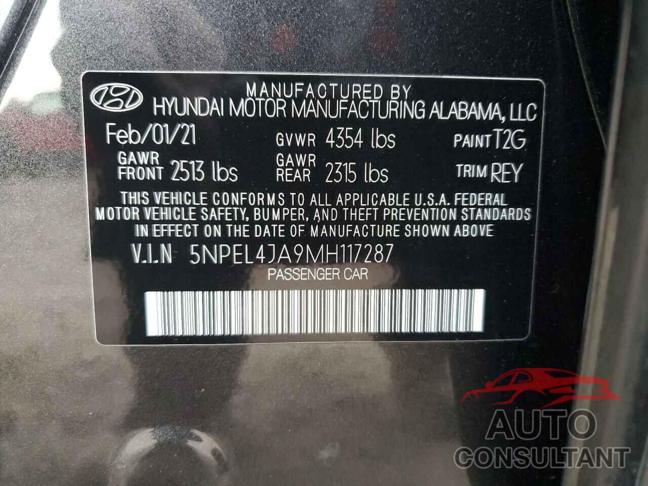 HYUNDAI SONATA 2021 - 5NPEL4JA9MH117287