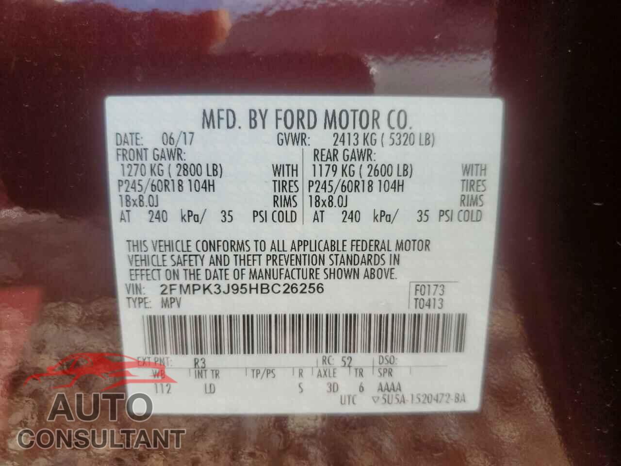 FORD EDGE 2017 - 2FMPK3J95HBC26256