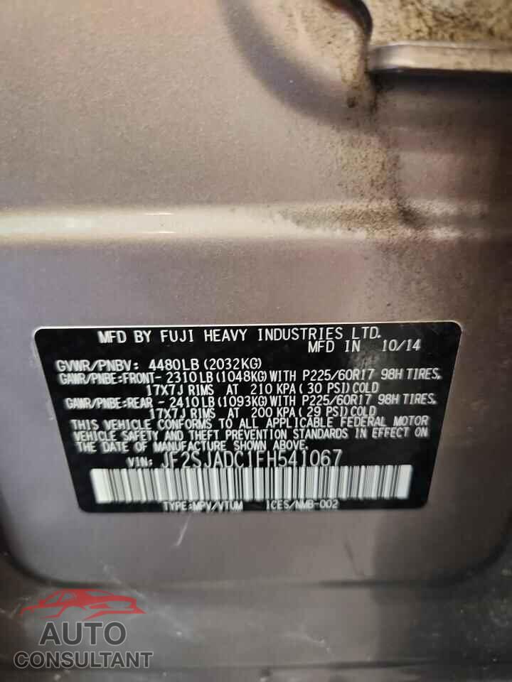 SUBARU FORESTER 2015 - JF2SJADC1FH541067