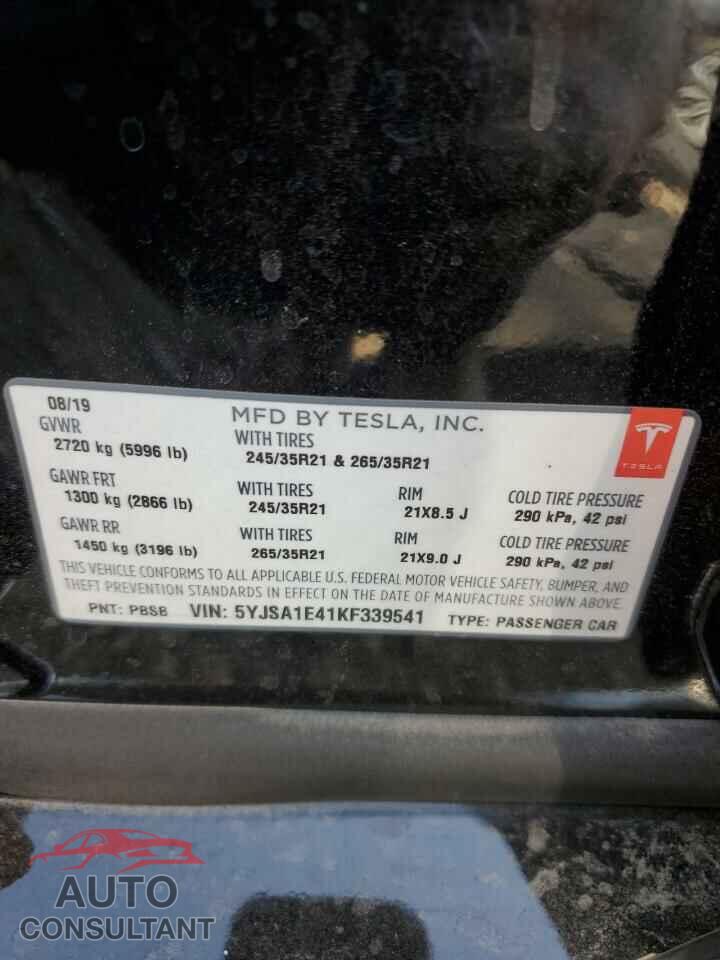 TESLA MODEL S 2019 - 5YJSA1E41KF339541