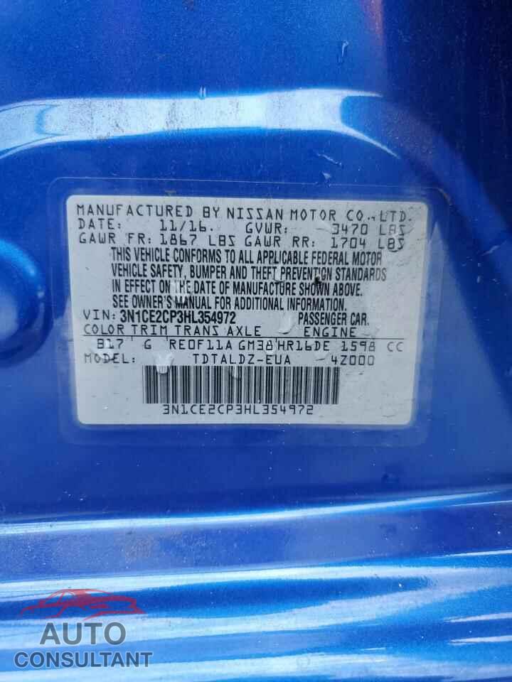 NISSAN VERSA 2017 - 3N1CE2CP3HL354972