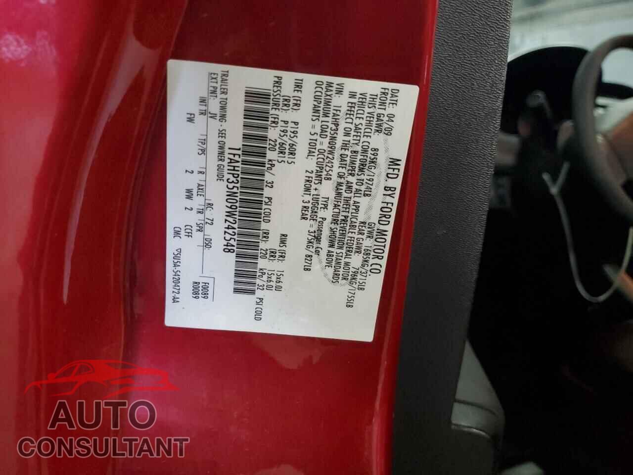FORD FOCUS 2009 - 1FAHP35N09W242548
