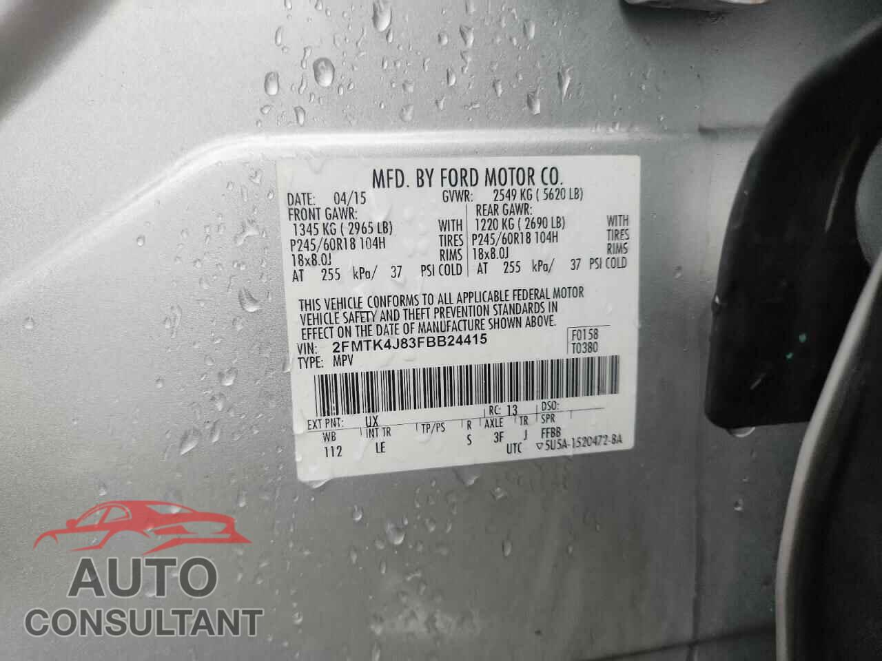 FORD EDGE 2015 - 2FMTK4J83FBB24415