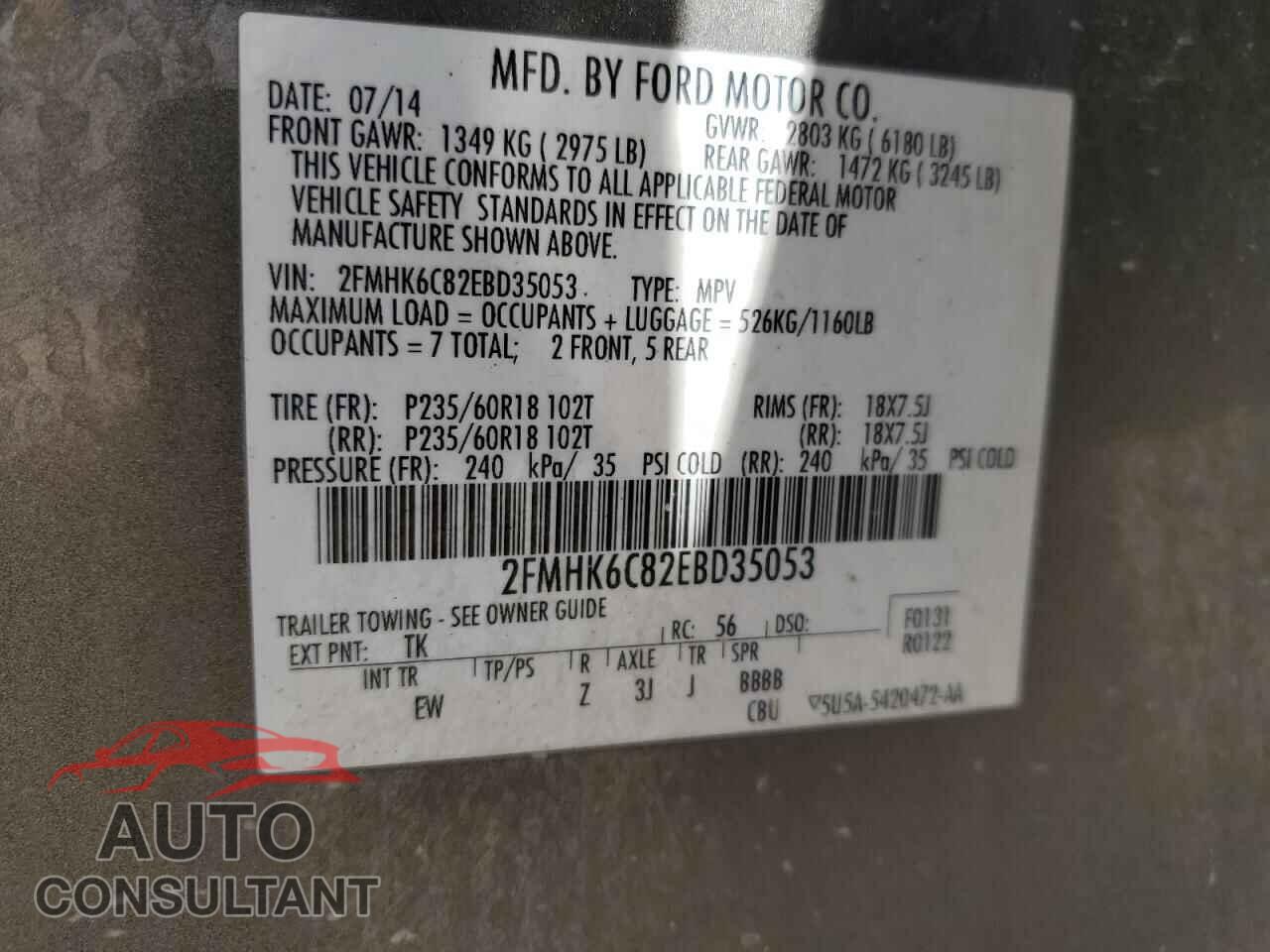 FORD FLEX 2014 - 2FMHK6C82EBD35053