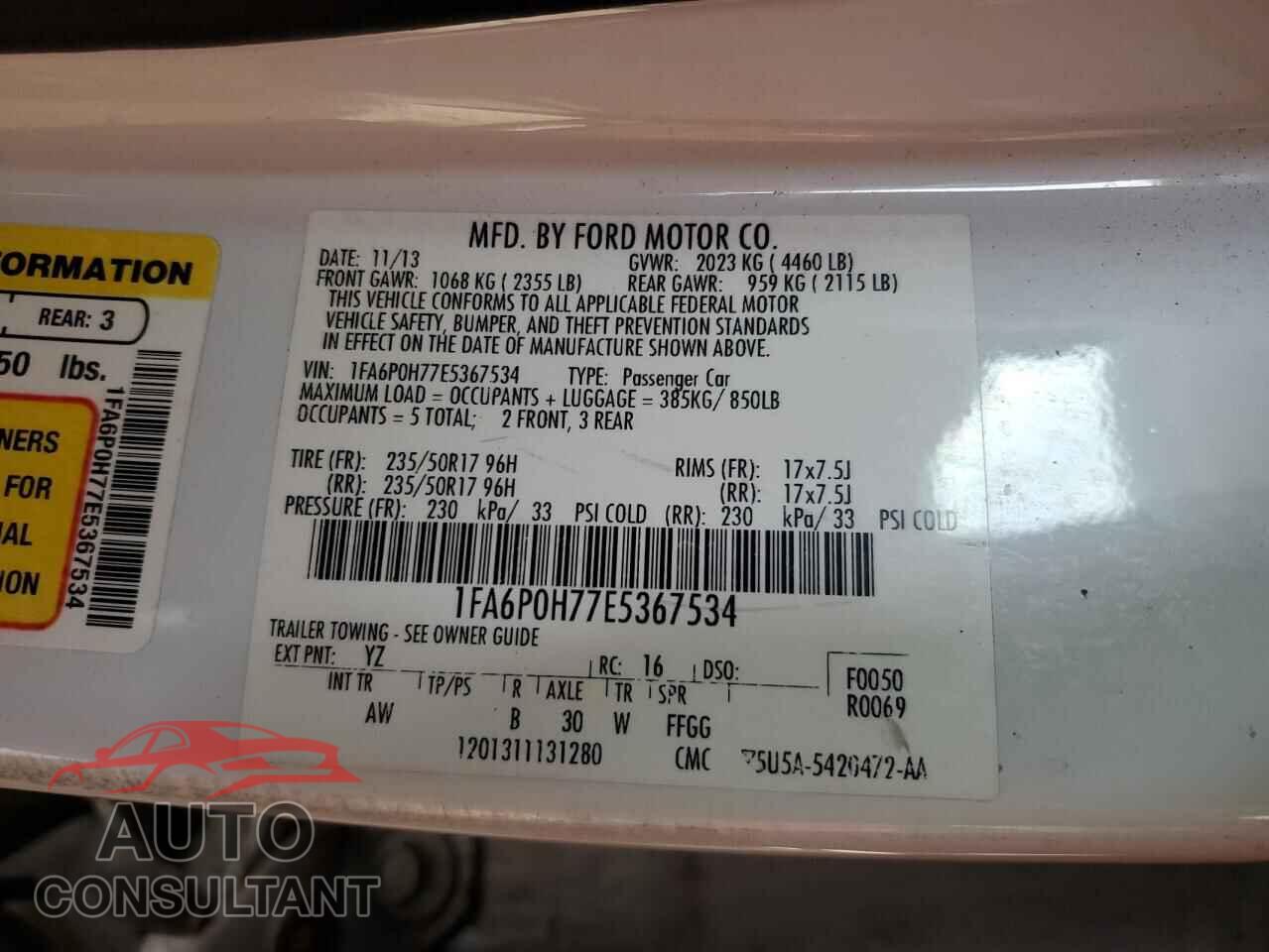 FORD FUSION 2014 - 1FA6P0H77E5367534