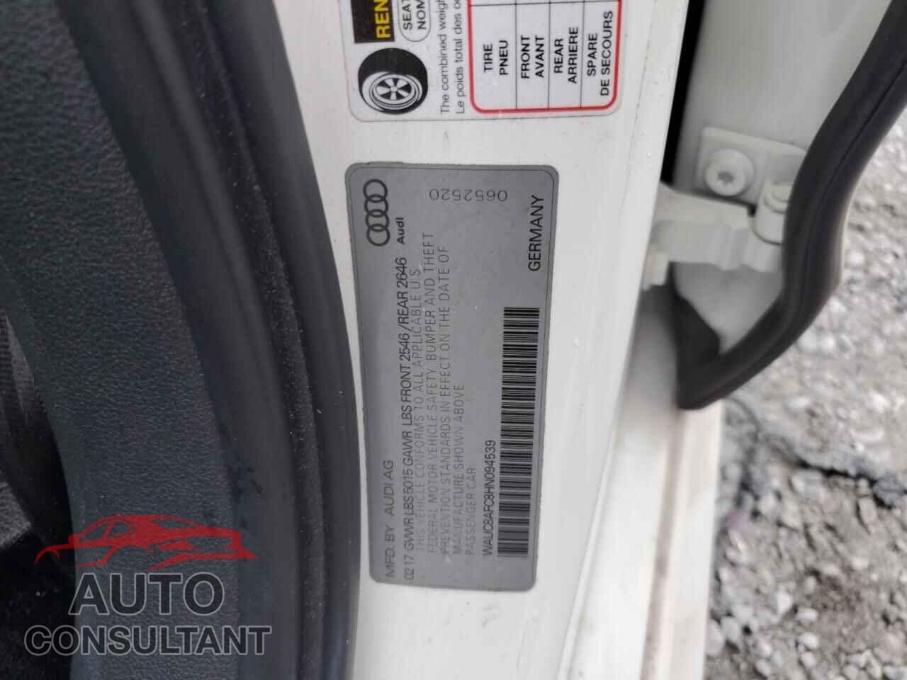 AUDI A6 2017 - WAUC8AFC8HN094539