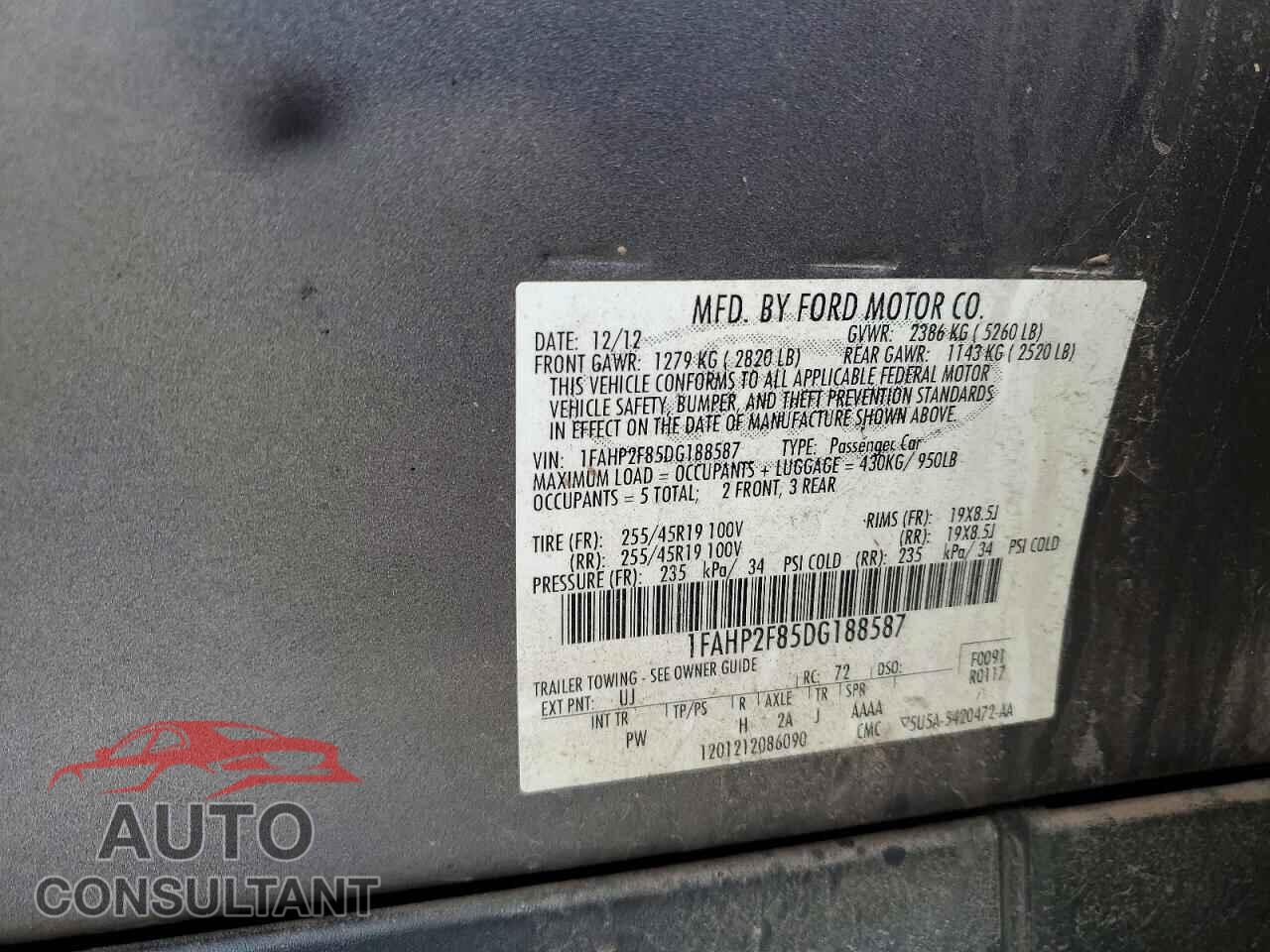FORD TAURUS 2013 - 1FAHP2F85DG188587