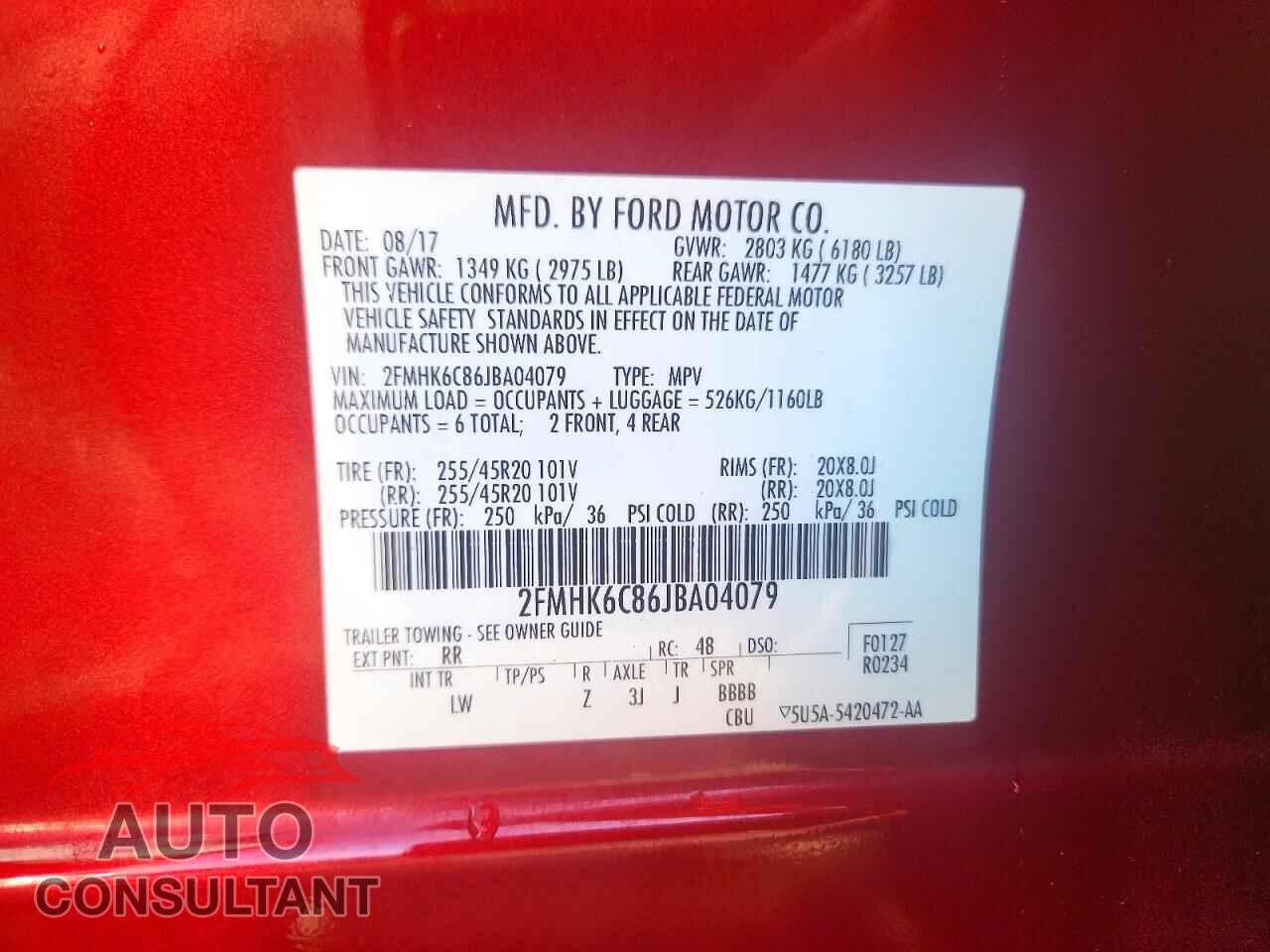 FORD FLEX 2018 - 2FMHK6C86JBA04079