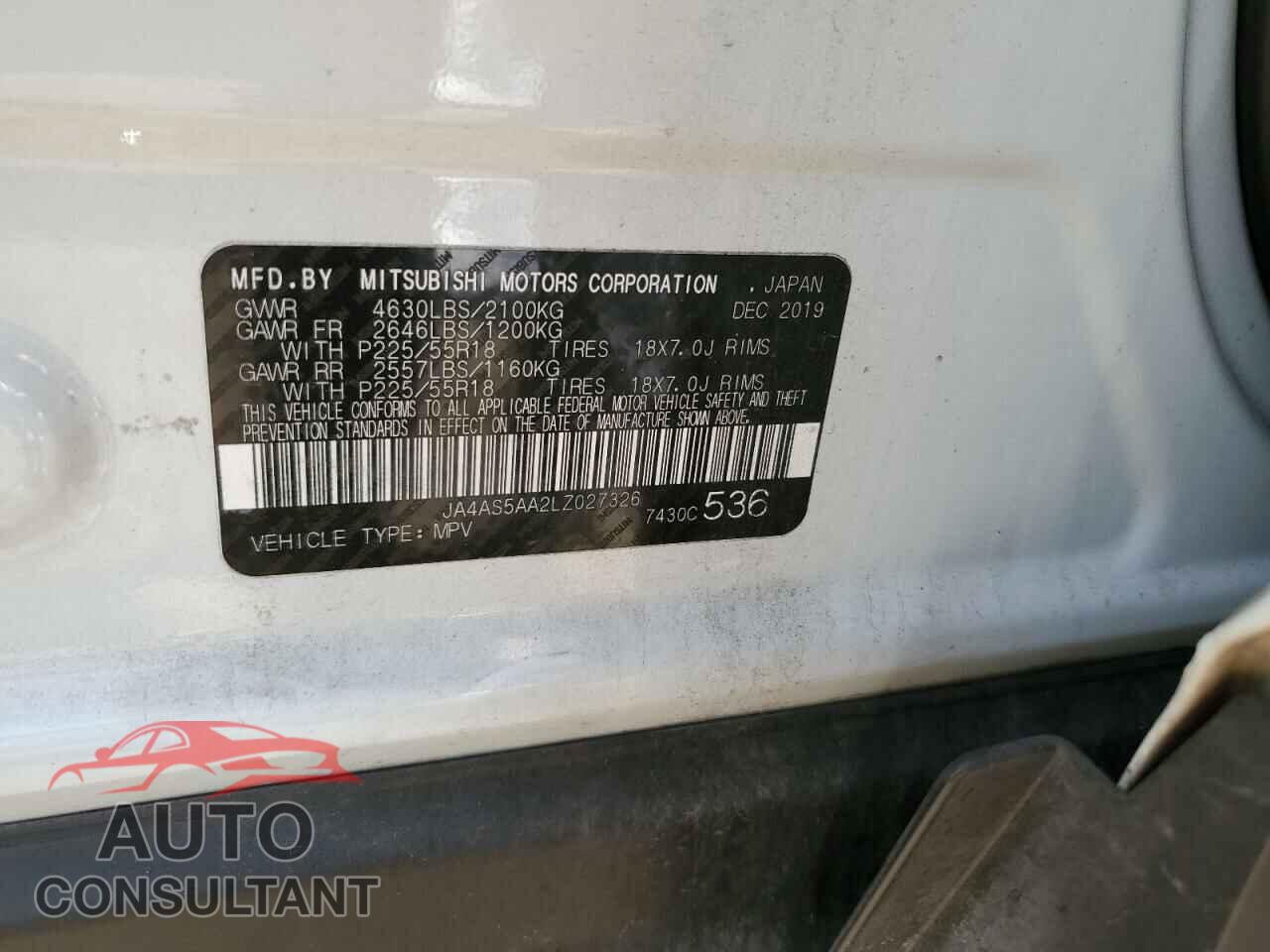 MITSUBISHI ECLIPSE 2020 - JA4AS5AA2LZ027326