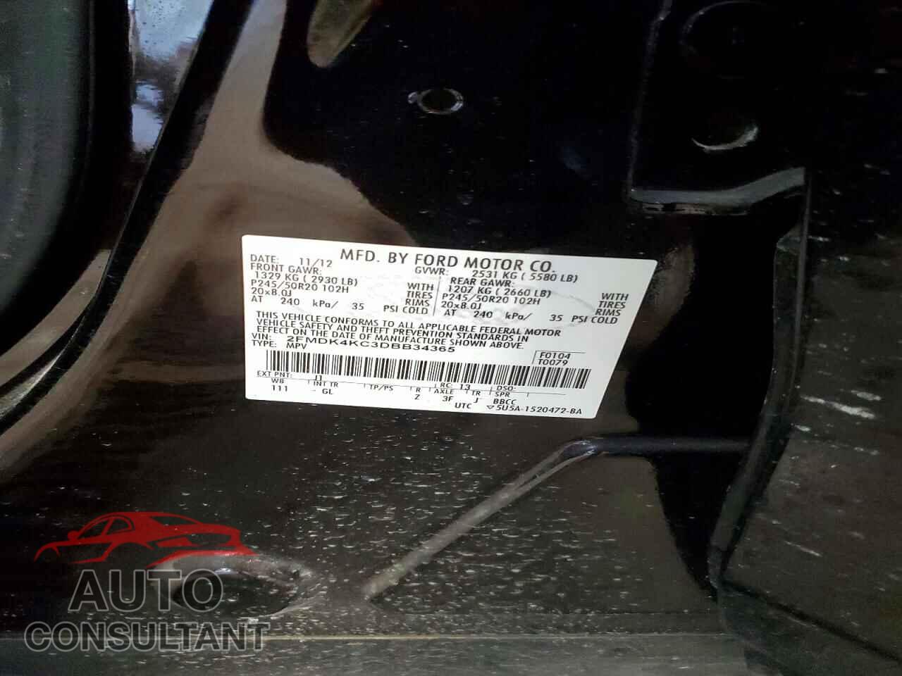 FORD EDGE 2013 - 2FMDK4KC3DBB34365
