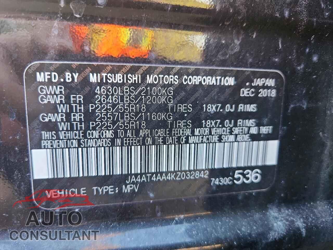 MITSUBISHI ECLIPSE 2019 - JA4AT4AA4KZ032842