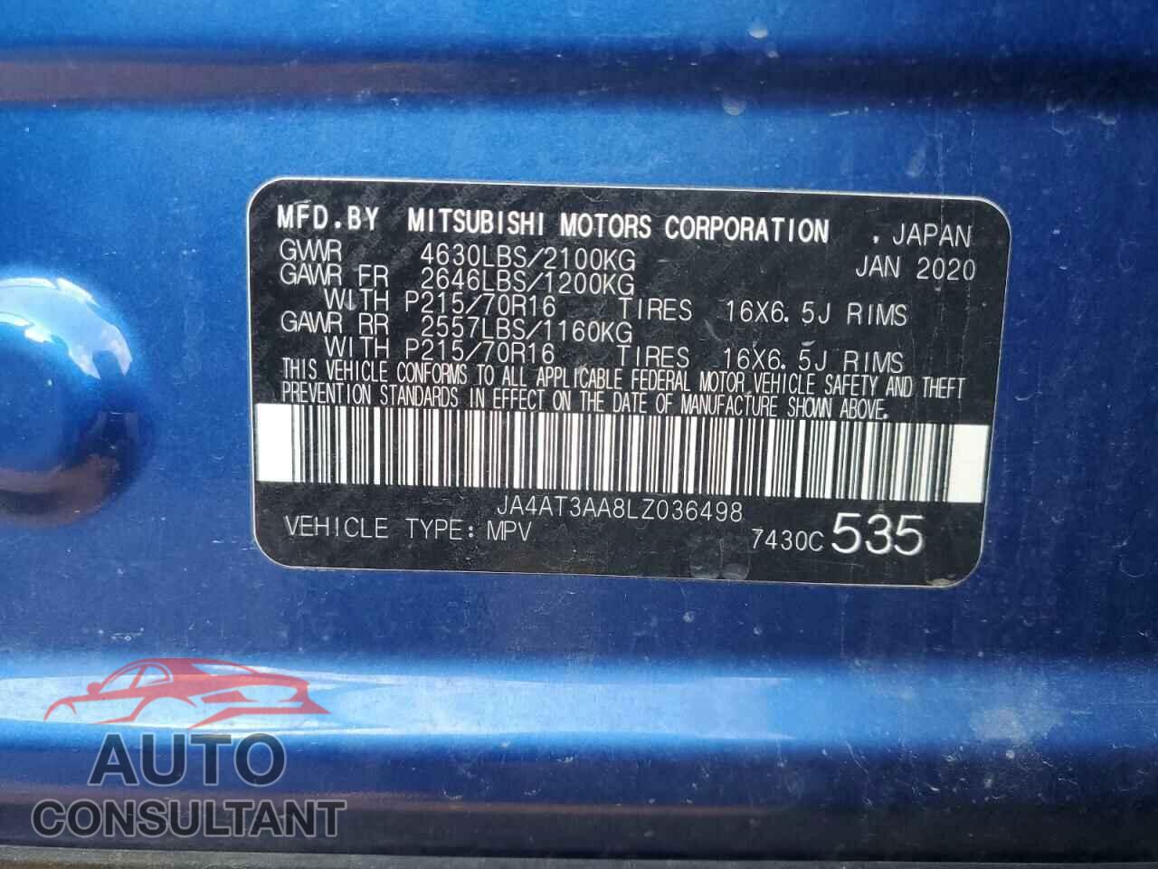 MITSUBISHI ECLIPSE 2020 - JA4AT3AA8LZ036498