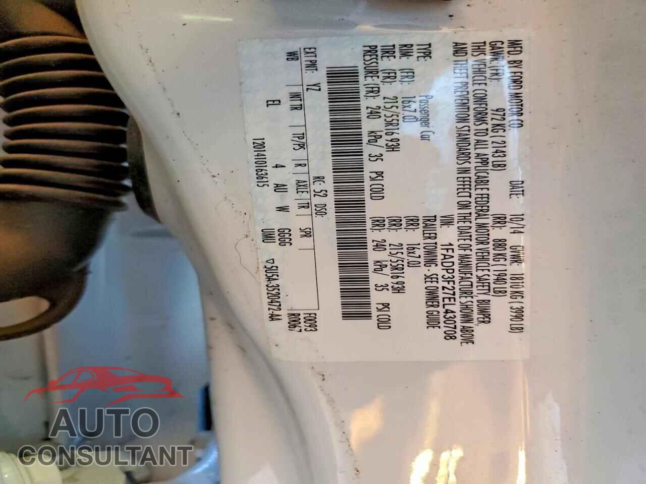 FORD FOCUS 2014 - 1FADP3F27EL430708