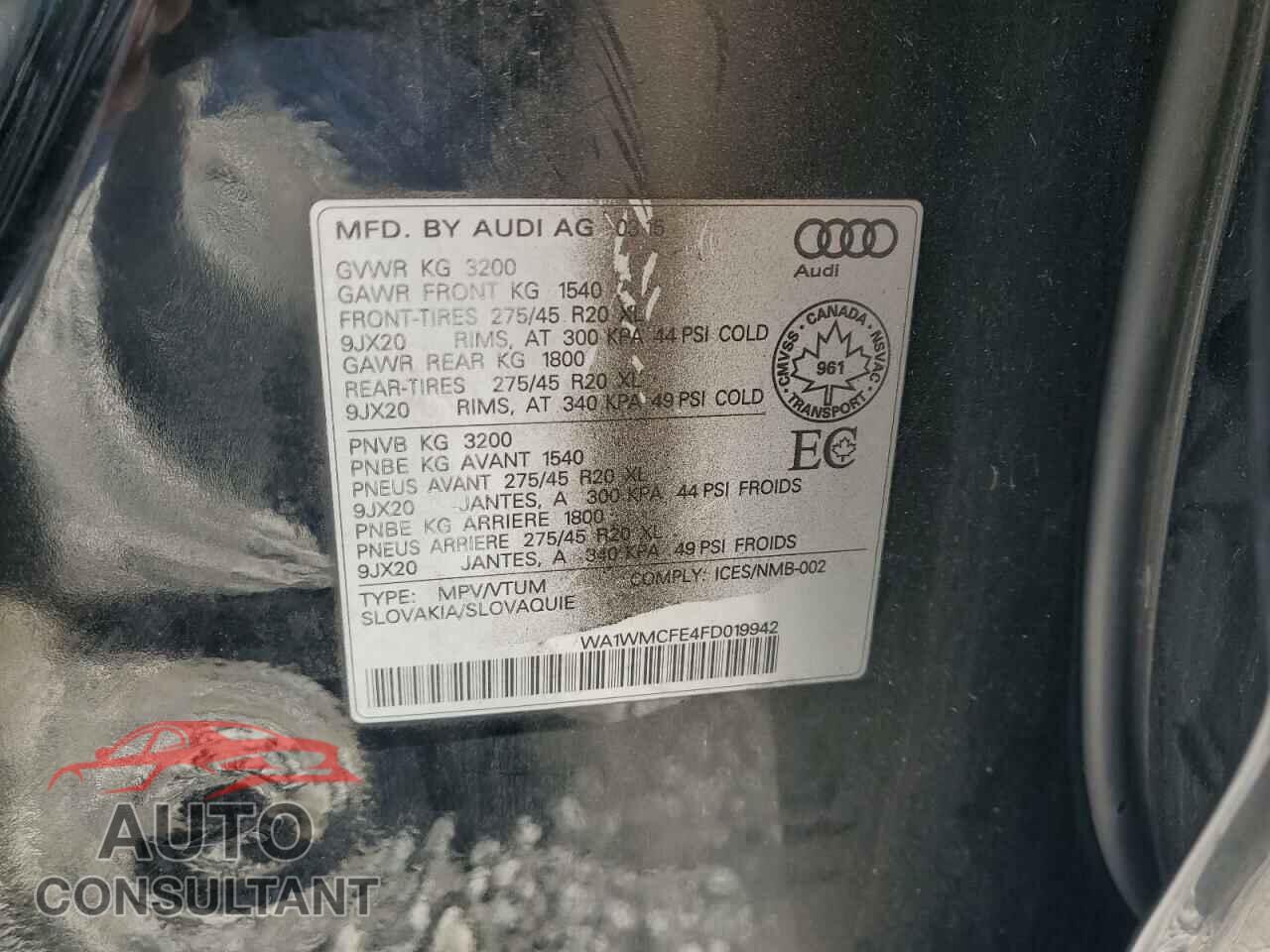 AUDI Q7 2015 - WA1WMCFE4FD019942