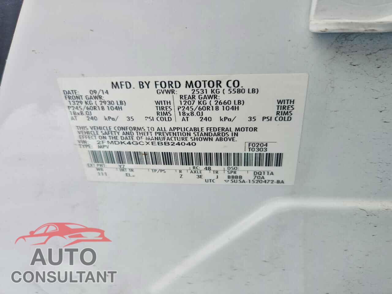 FORD EDGE 2014 - 2FMDK4GCXEBB24040