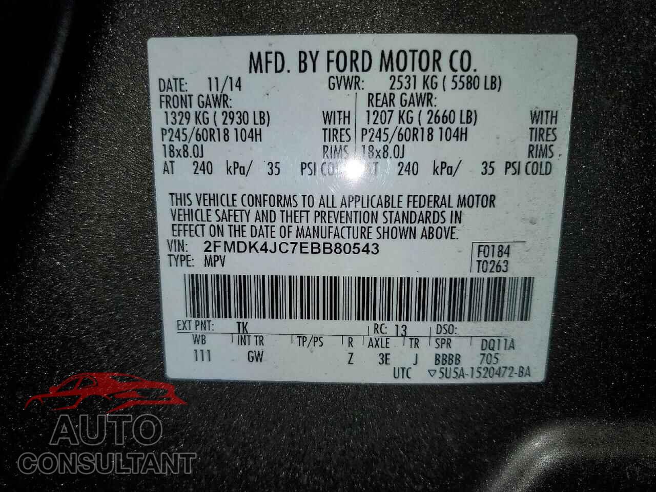 FORD EDGE 2014 - 2FMDK4JC7EBB80543