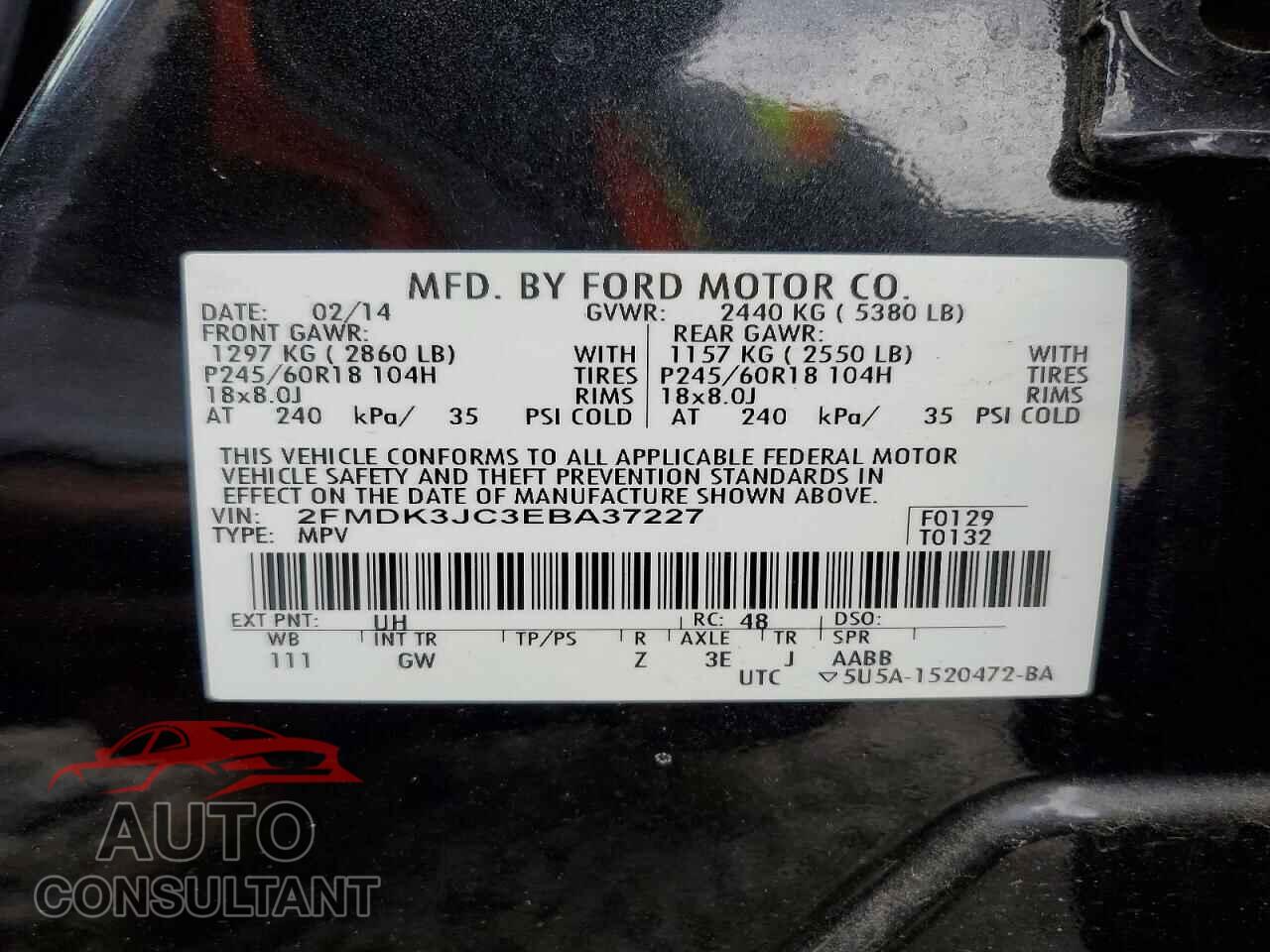 FORD EDGE 2014 - 2FMDK3JC3EBA37227