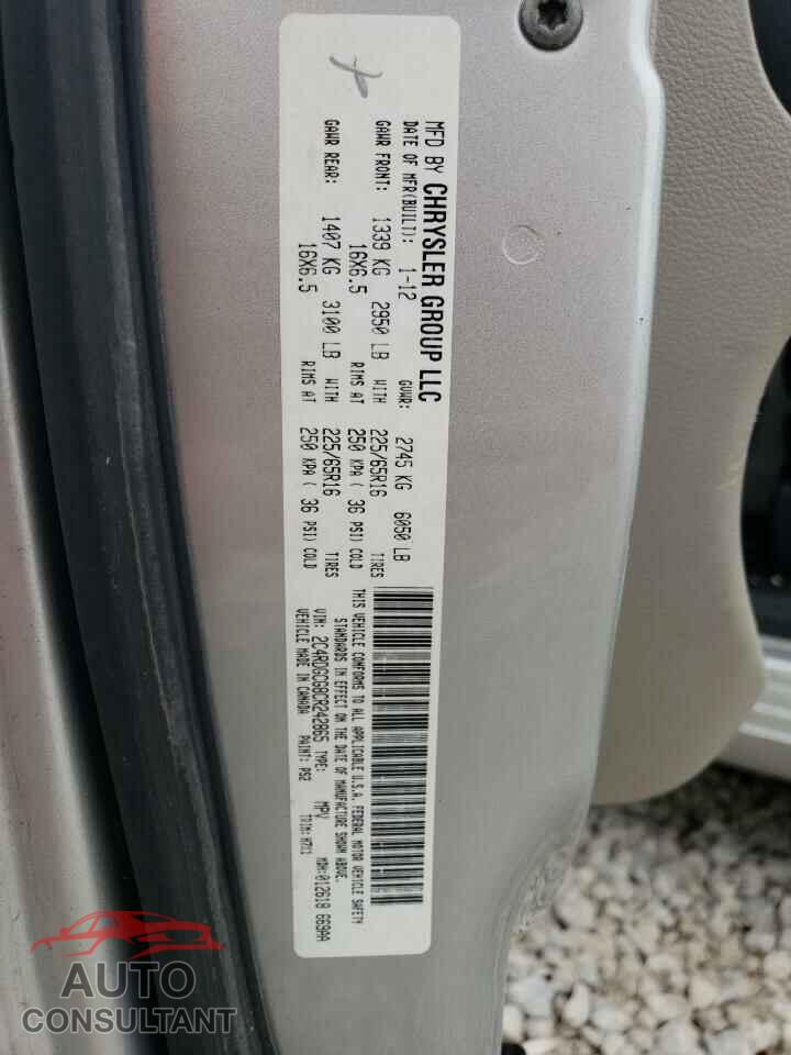 DODGE CARAVAN 2012 - 2C4RDGCG8CR242865