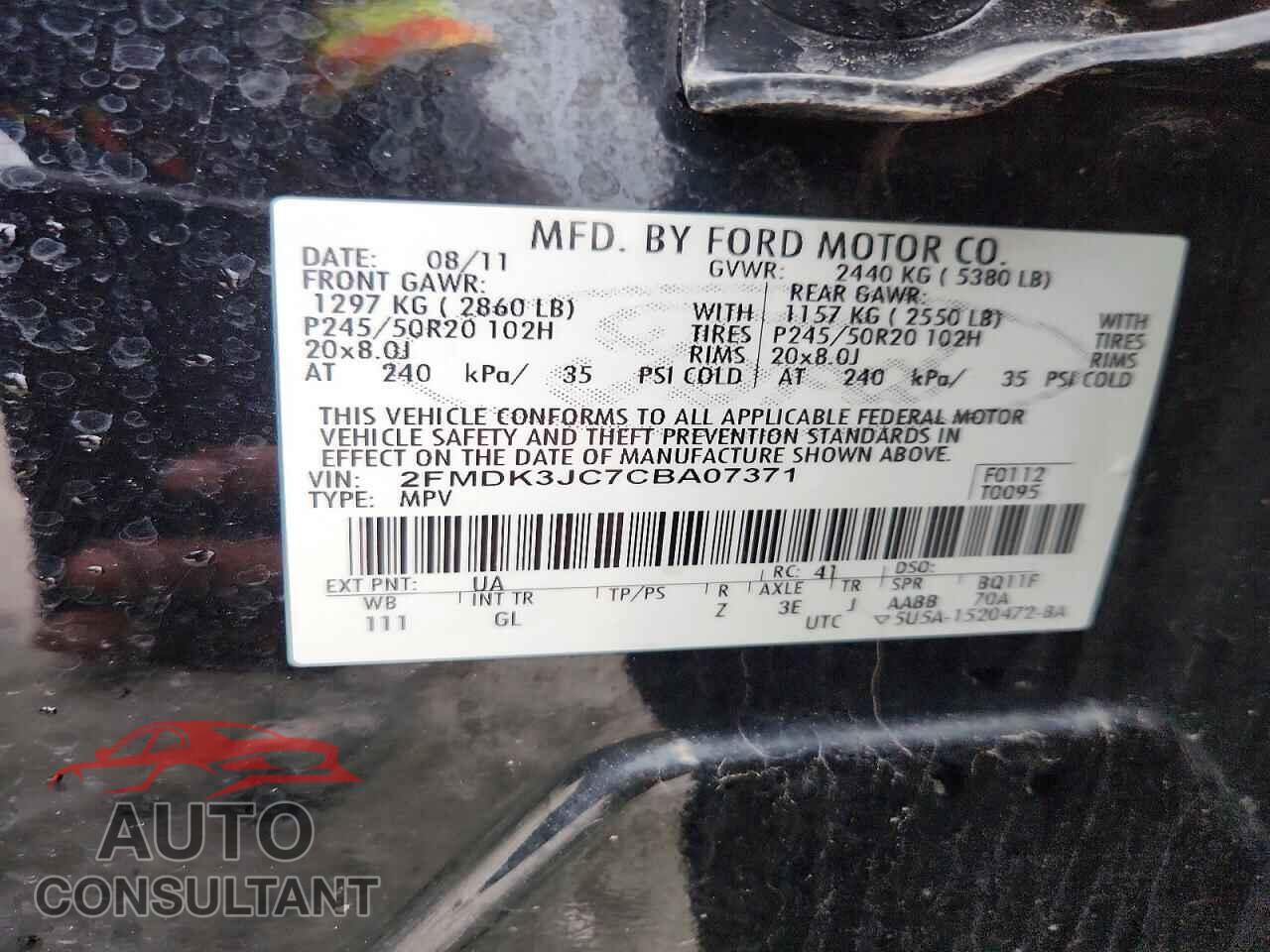 FORD EDGE 2012 - 2FMDK3JC7CBA07371
