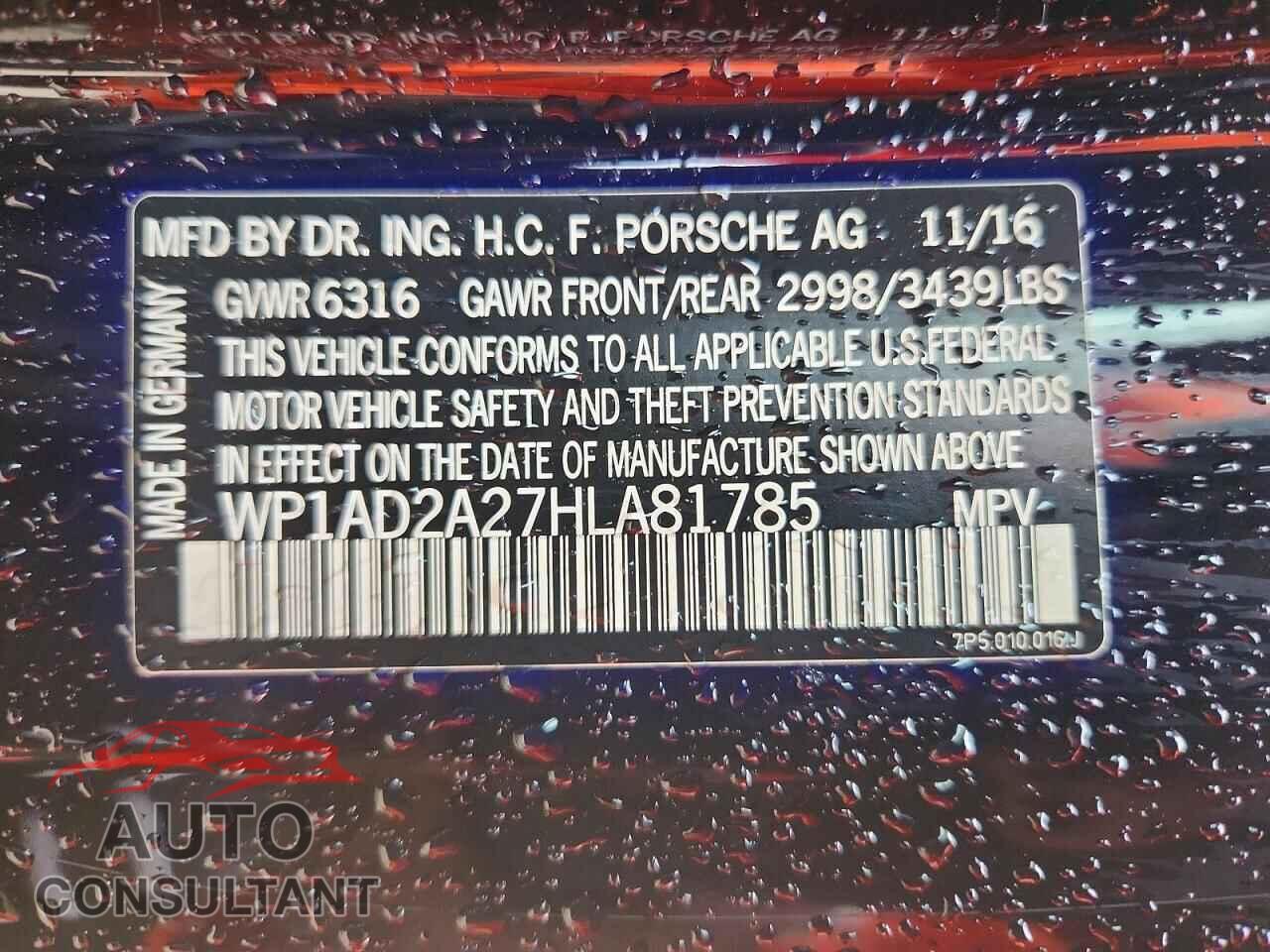 PORSCHE CAYENNE 2017 - WP1AD2A27HLA81785