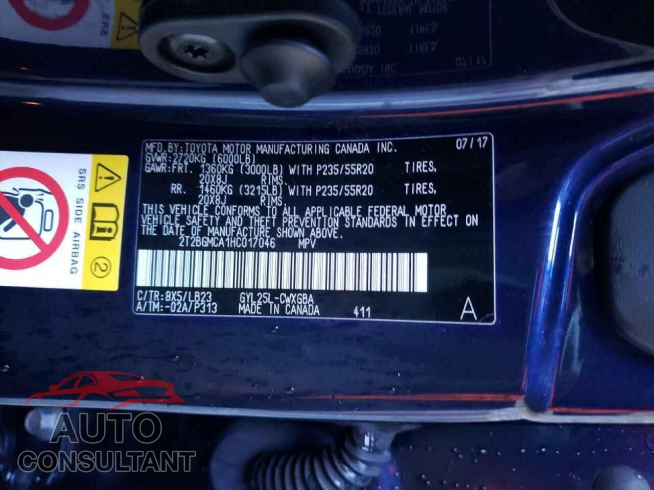 LEXUS RX450 2017 - 2T2BGMCA1HC017046