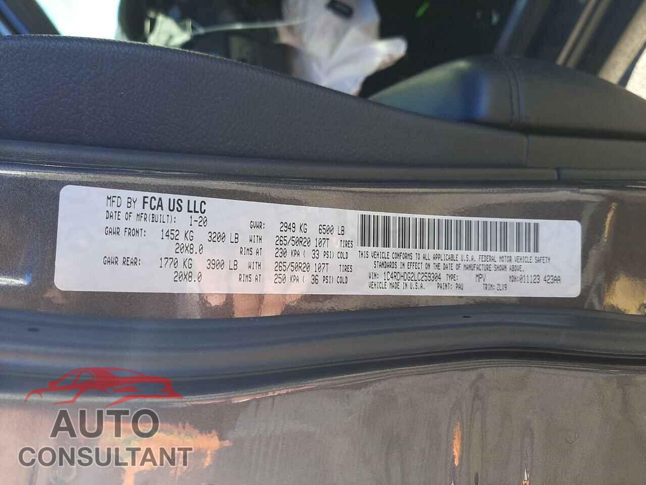 DODGE DURANGO 2020 - 1C4RDHDG2LC259304