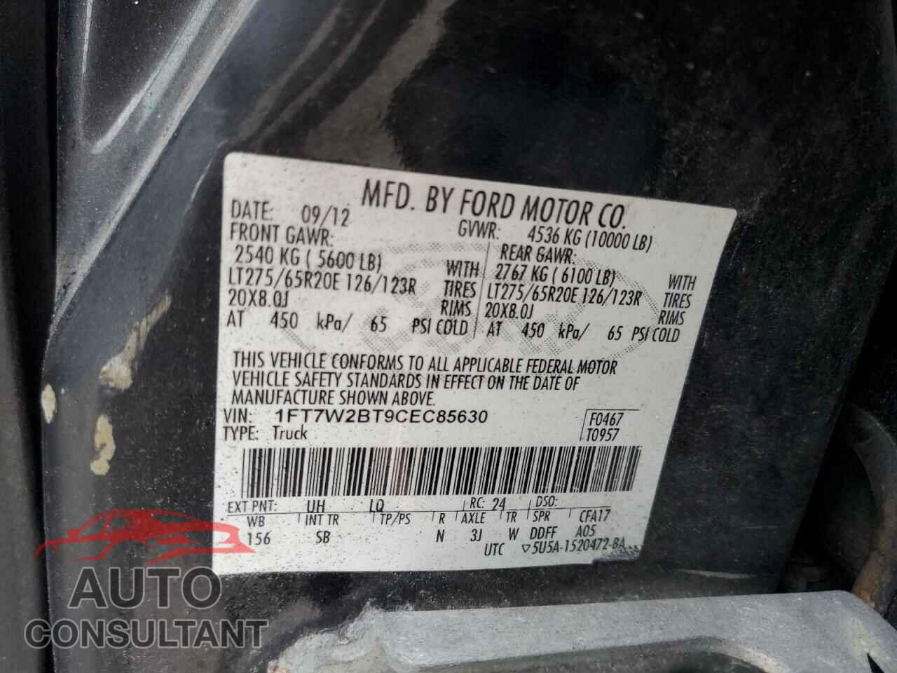 FORD F250 2012 - 1FT7W2BT9CEC85630