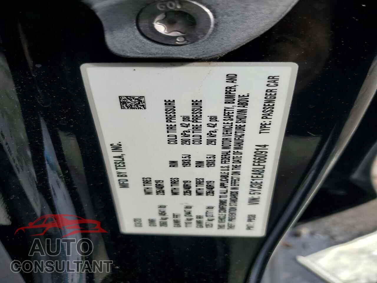 TESLA MODEL 3 2020 - 5YJ3E1EA8LF660914