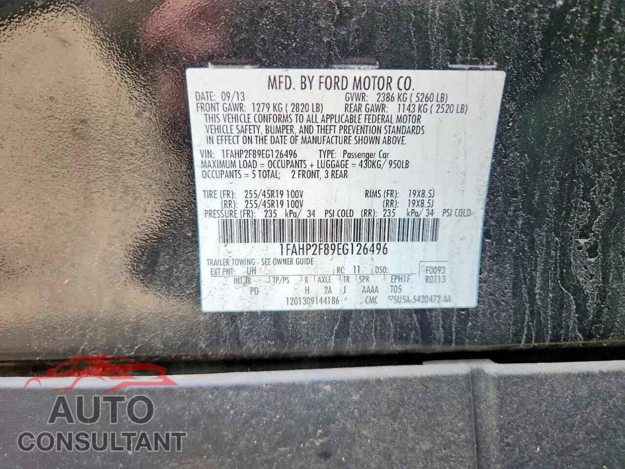 FORD TAURUS 2014 - 1FAHP2F89EG126496