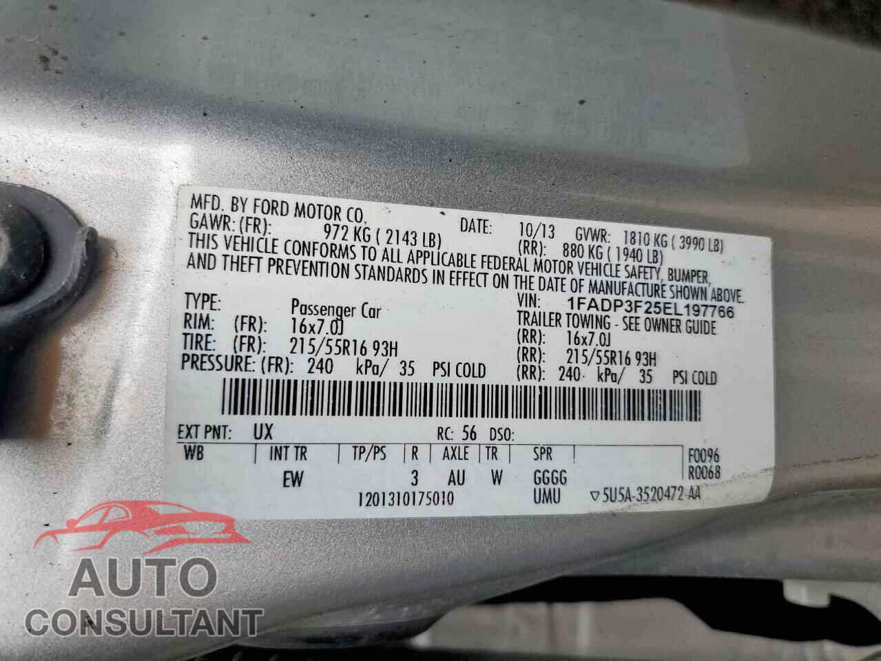 FORD FOCUS 2014 - 1FADP3F25EL197766