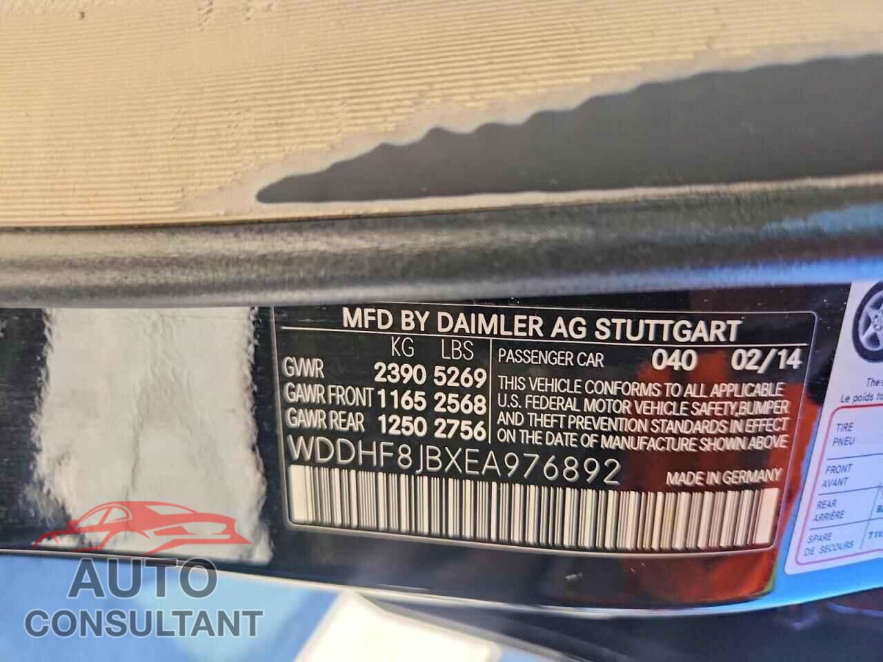 MERCEDES-BENZ E-CLASS 2014 - WDDHF8JBXEA976892