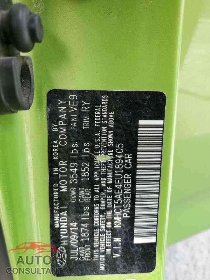 HYUNDAI ACCENT 2014 - KMHCT5AE4EU189405