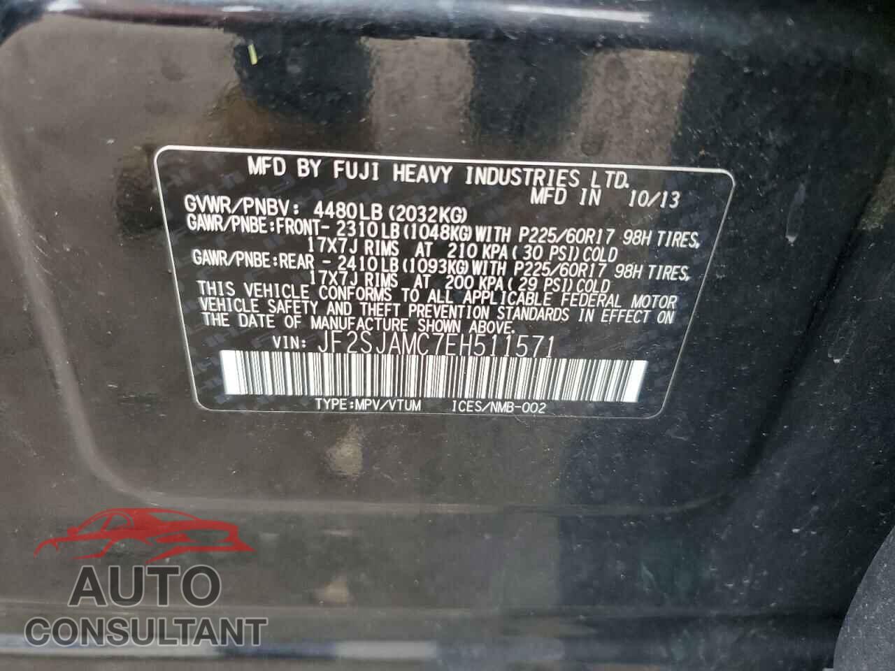 SUBARU FORESTER 2014 - JF2SJAMC7EH511571