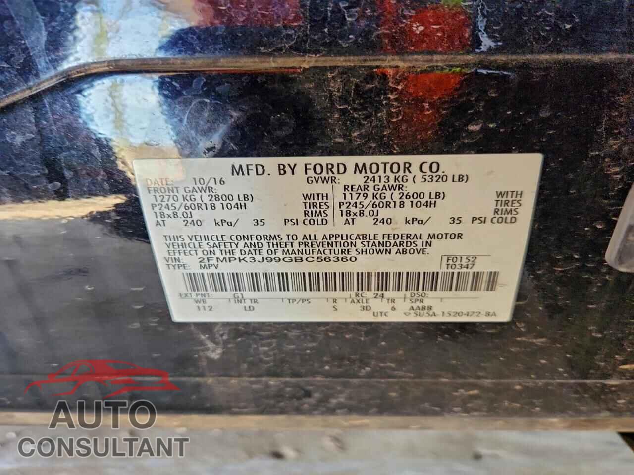 FORD EDGE 2016 - 2FMPK3J99GBC56360