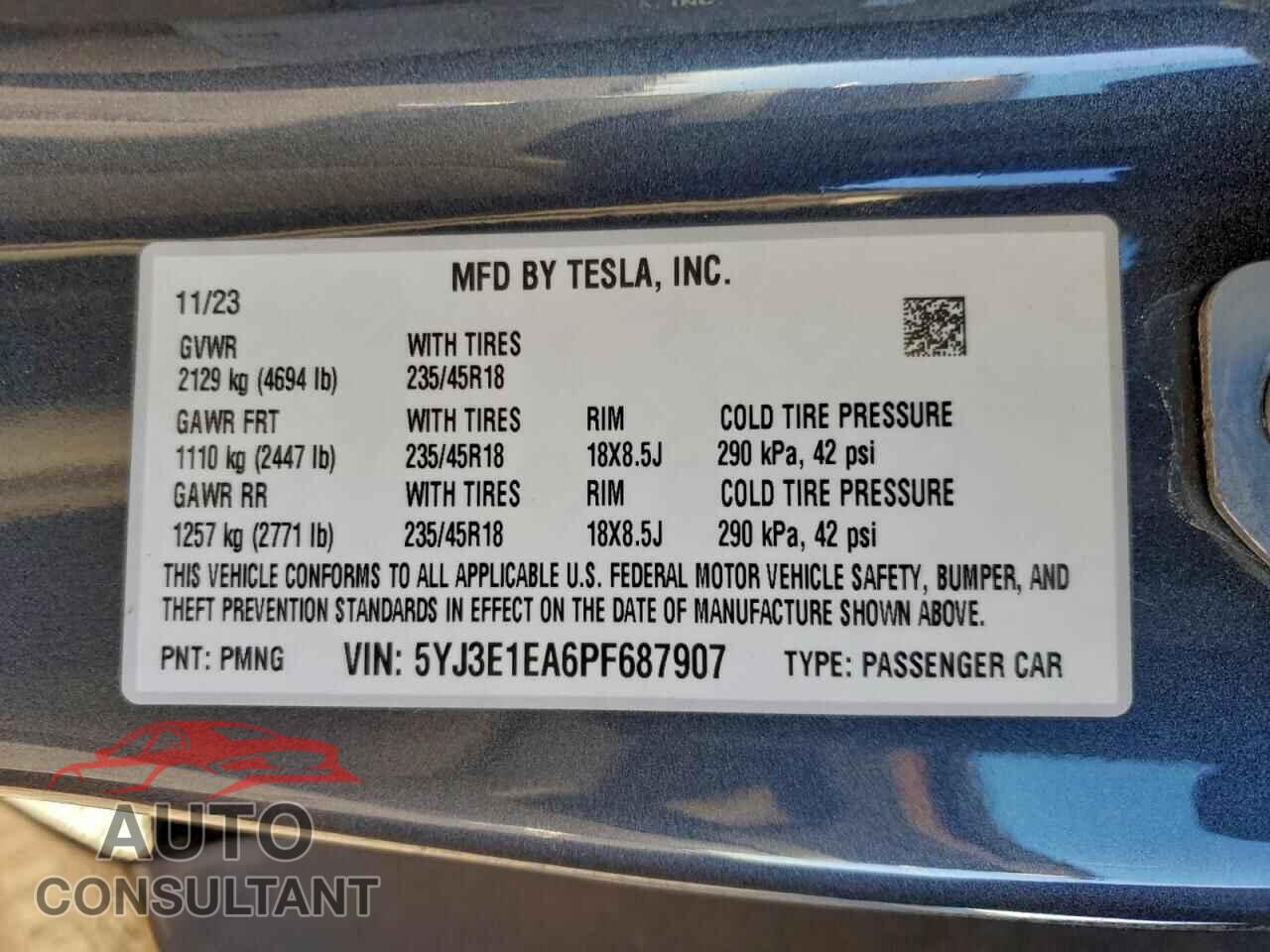 TESLA MODEL 3 2023 - 5YJ3E1EA6PF687907