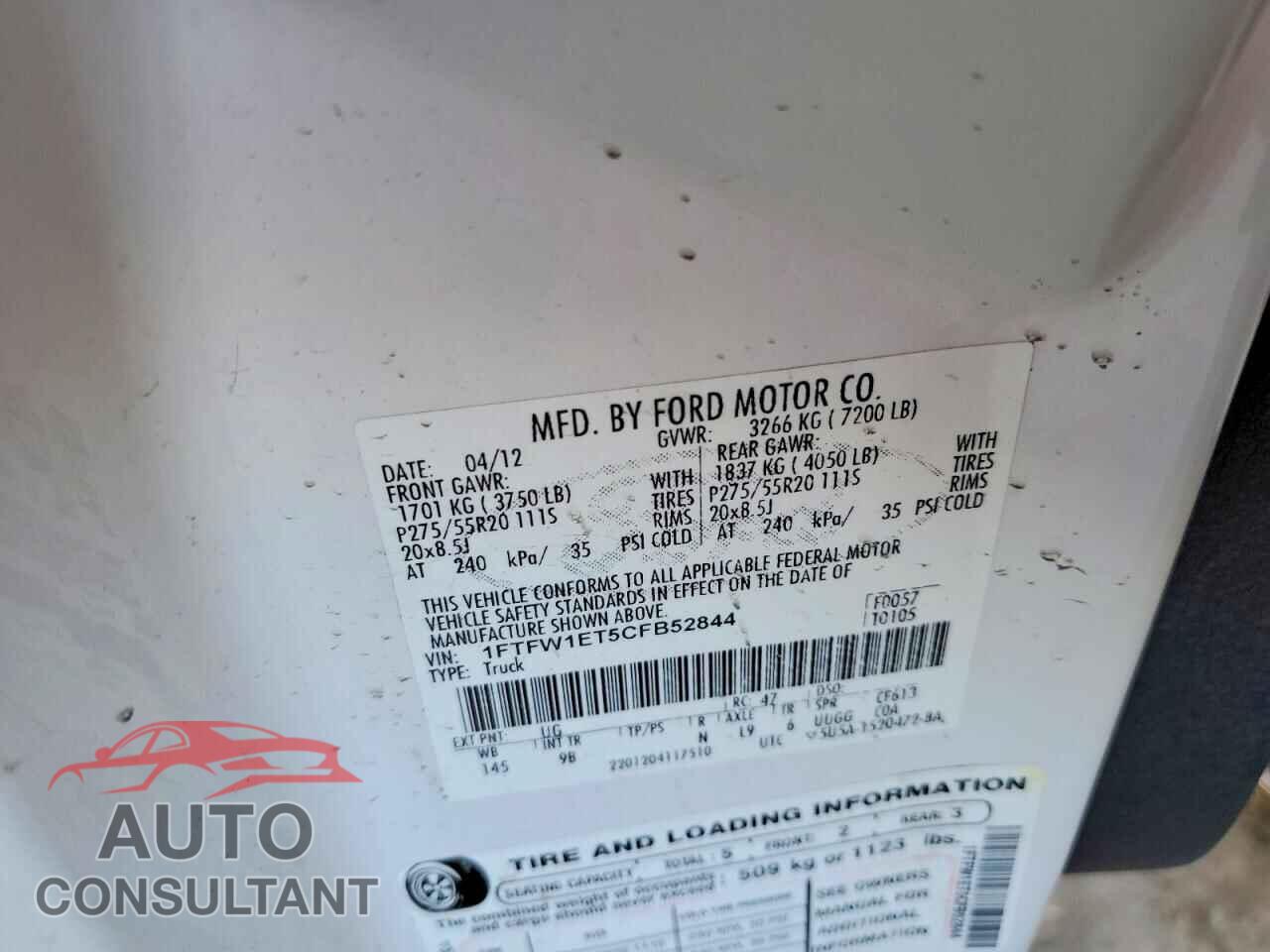 FORD F-150 2012 - 1FTFW1ET5CFB52844
