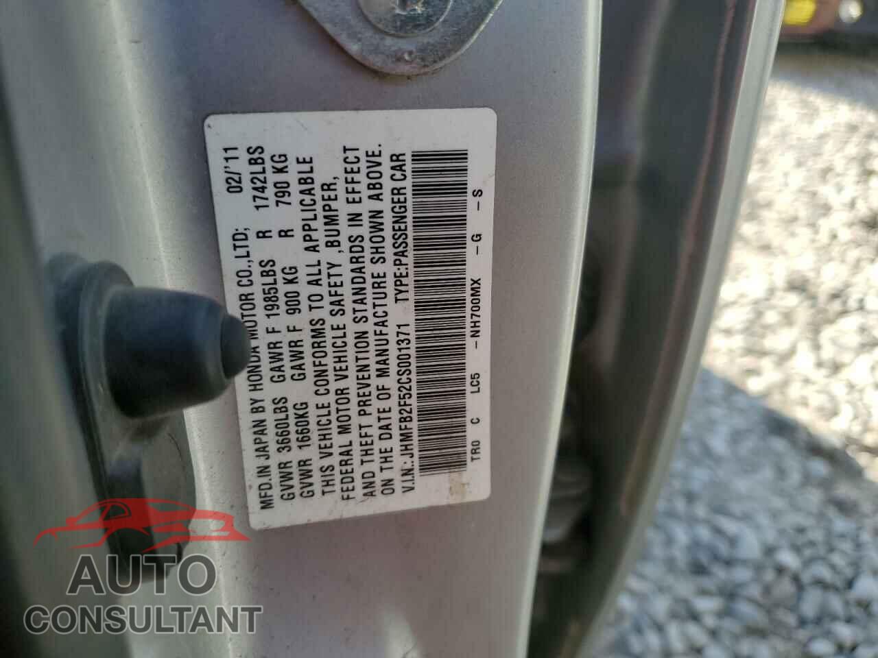 HONDA CIVIC 2012 - JHMFB2F52CS001371