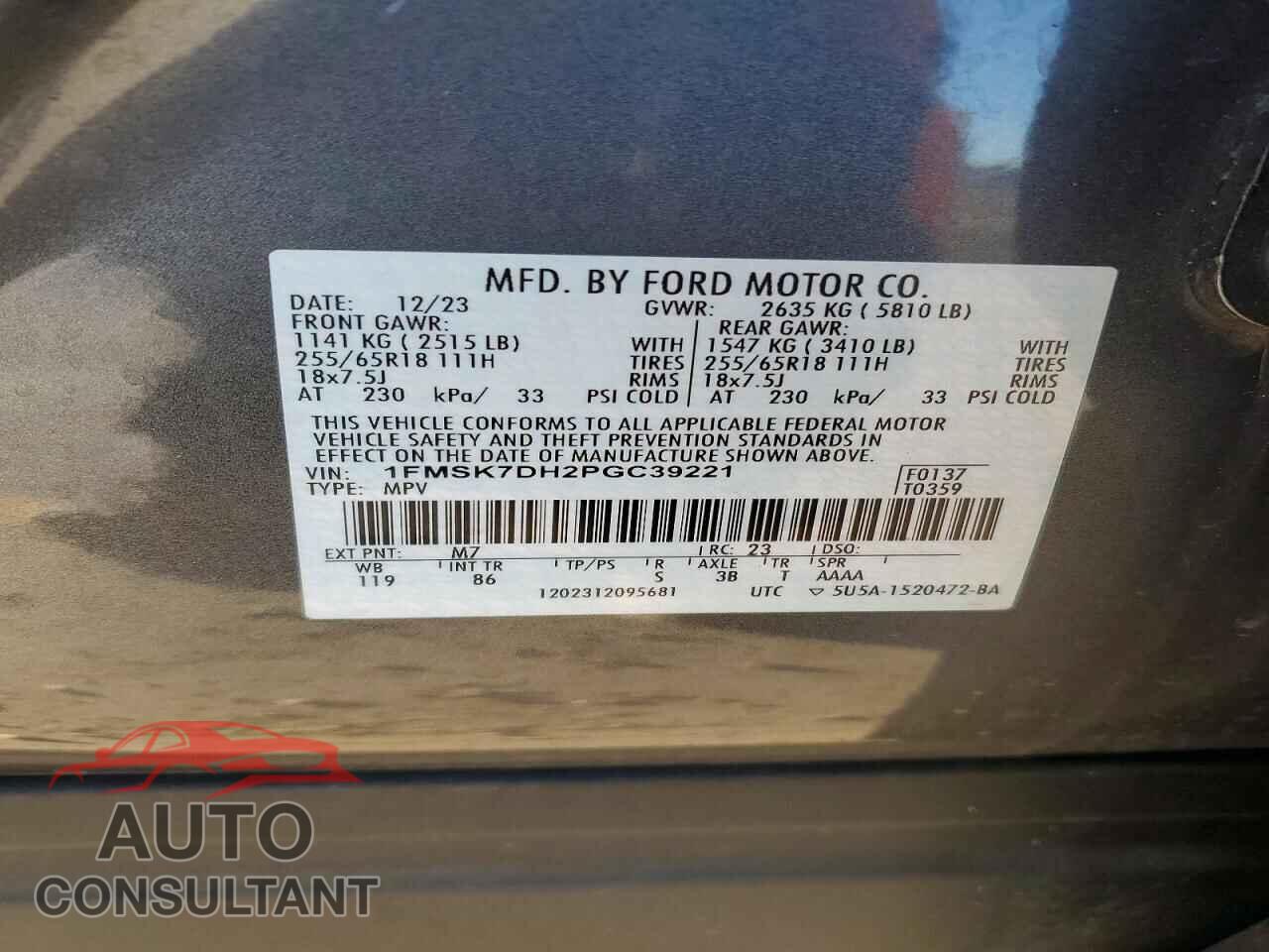 FORD EXPLORER 2023 - 1FMSK7DH2PGC39221