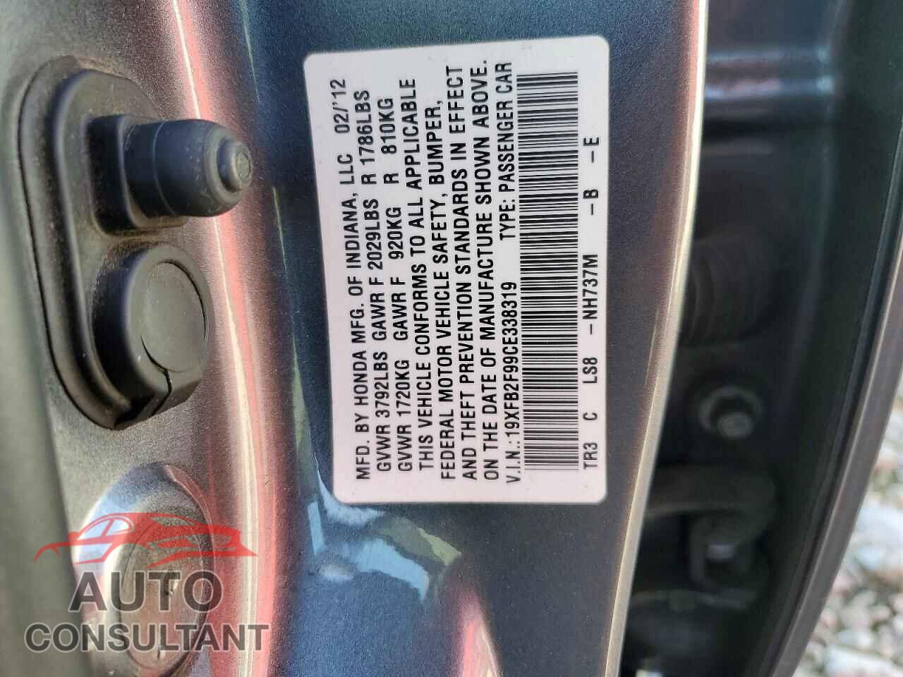 HONDA CIVIC 2012 - 19XFB2F99CE338319
