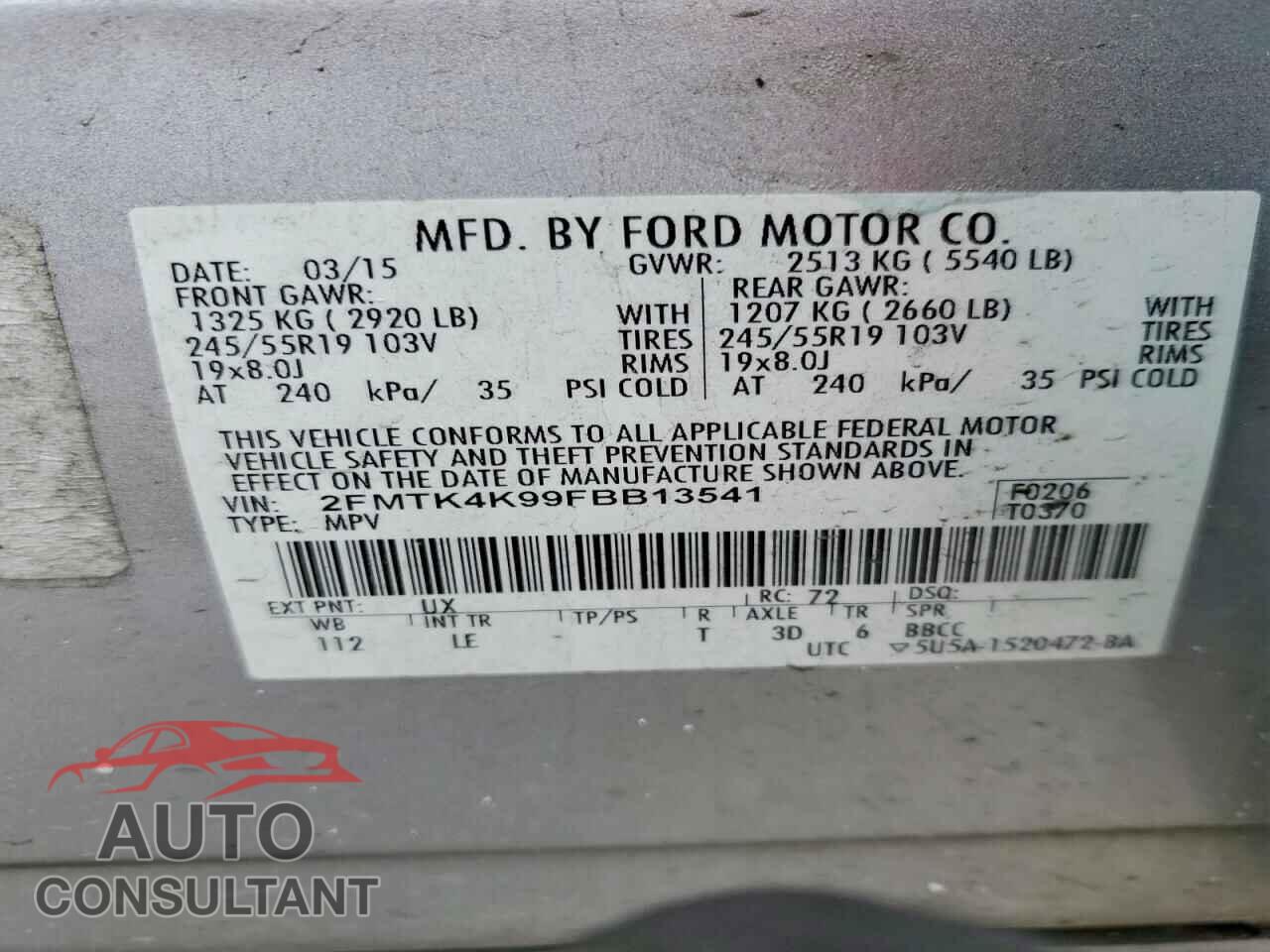 FORD EDGE 2015 - 2FMTK4K99FBB13541
