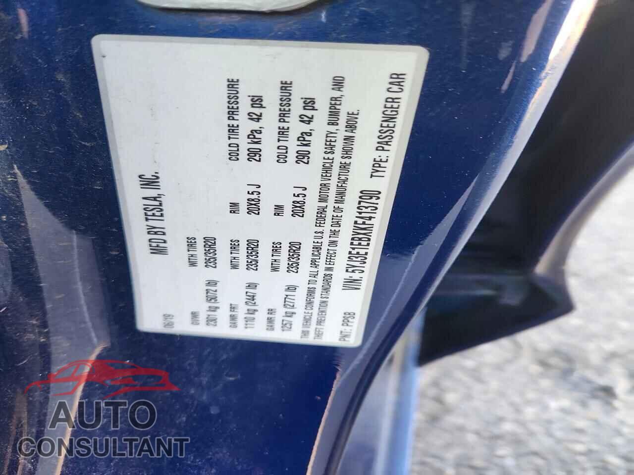 TESLA MODEL 3 2019 - 5YJ3E1EBXKF413790