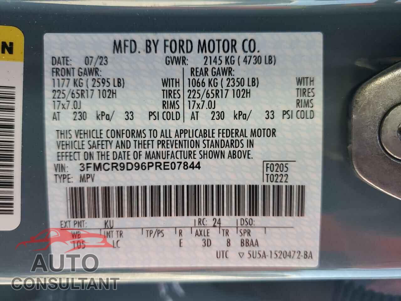 FORD BRONCO 2023 - 3FMCR9D96PRE07844