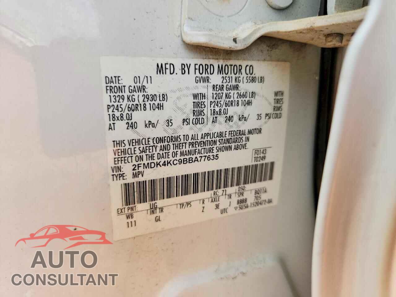 FORD EDGE 2011 - 2FMDK4KC9BBA77635
