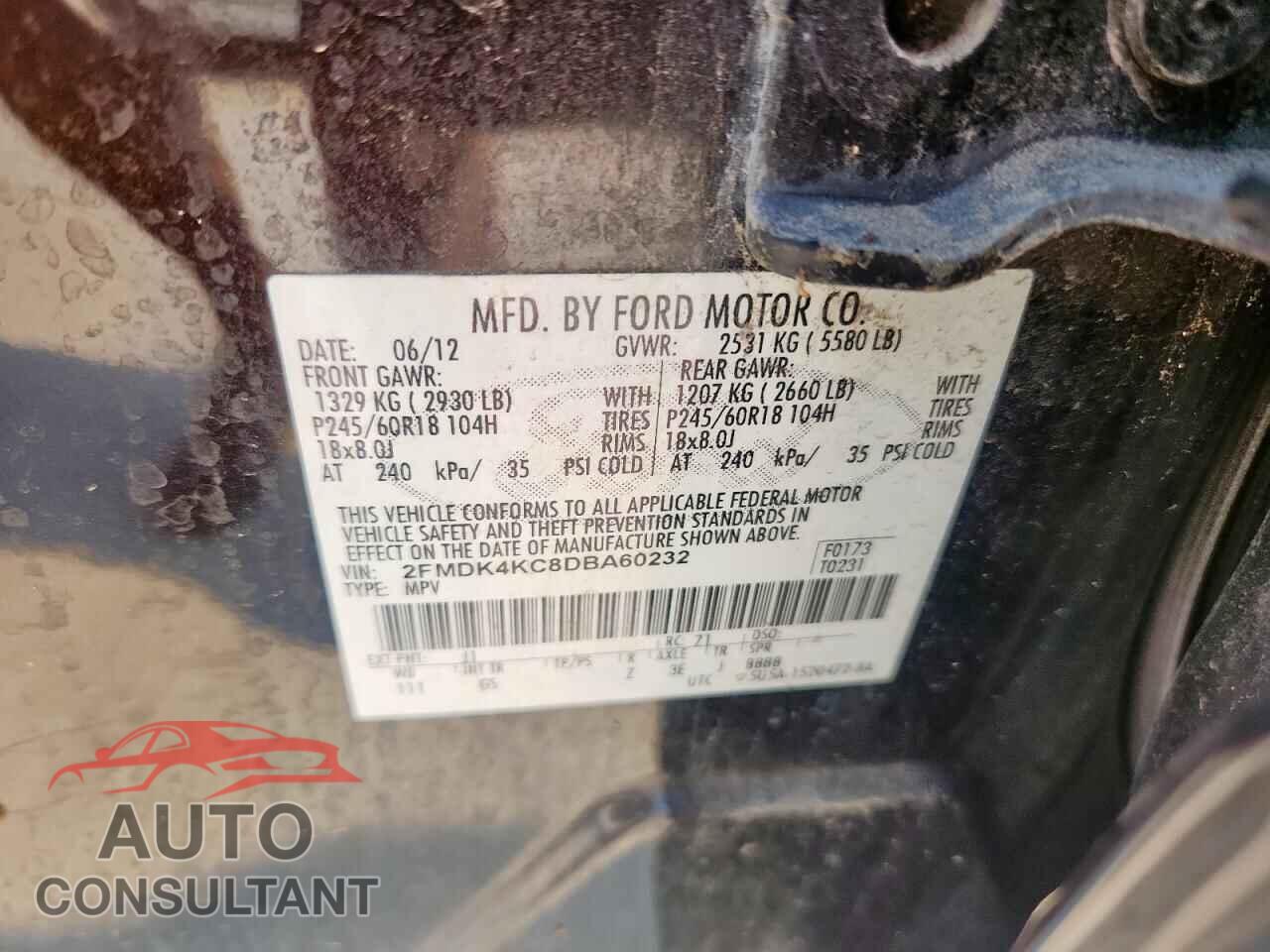 FORD EDGE 2013 - 2FMDK4KC8DBA60232
