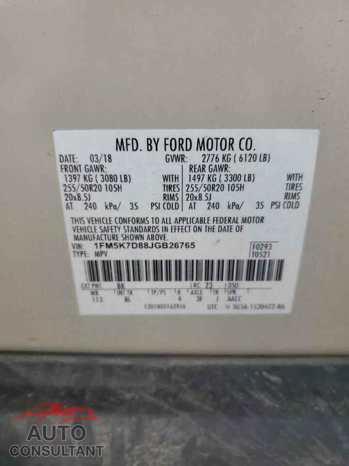 FORD EXPLORER 2018 - 1FM5K7D88JGB26765