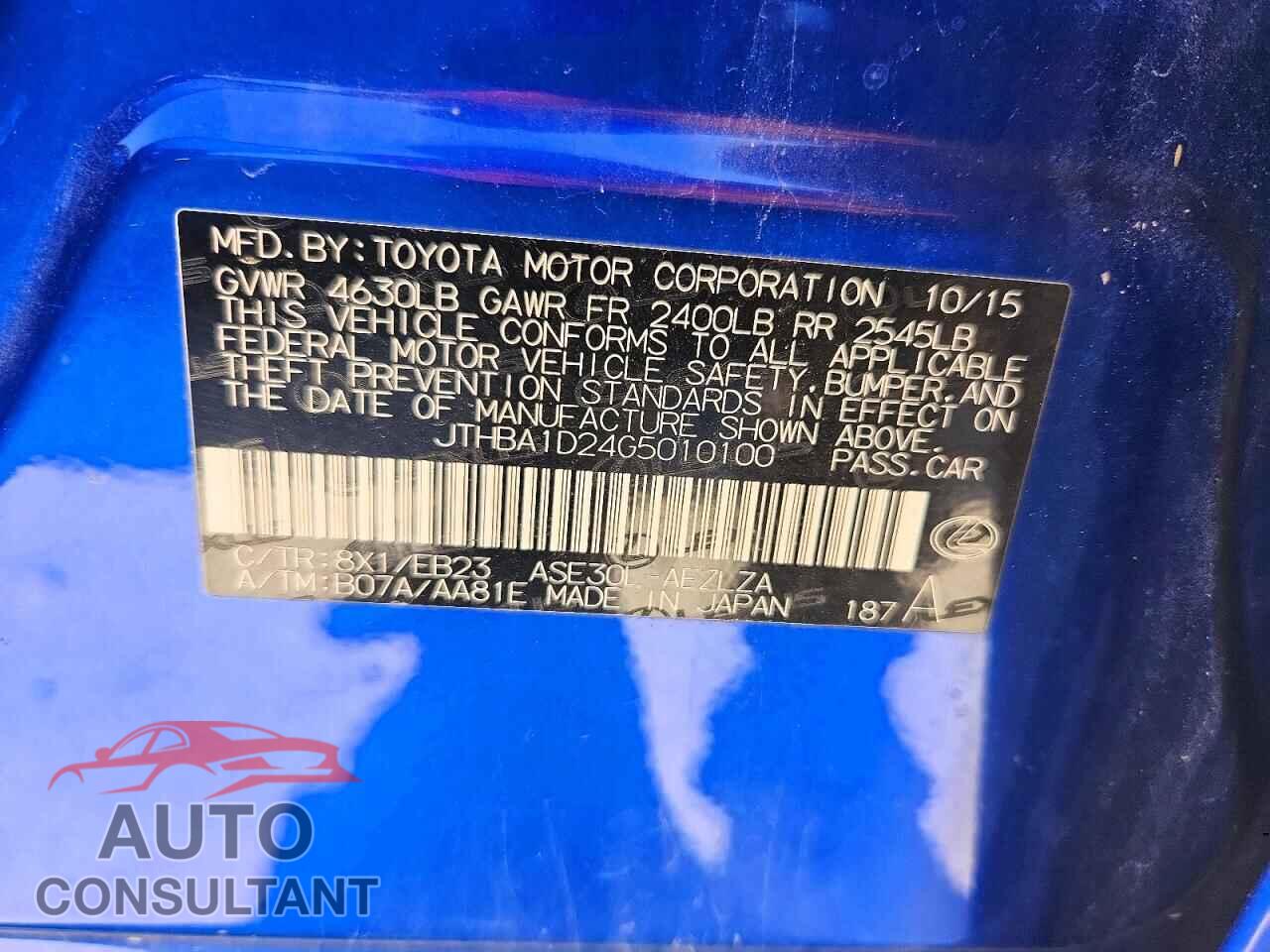 LEXUS IS 2016 - JTHBA1D24G5010100